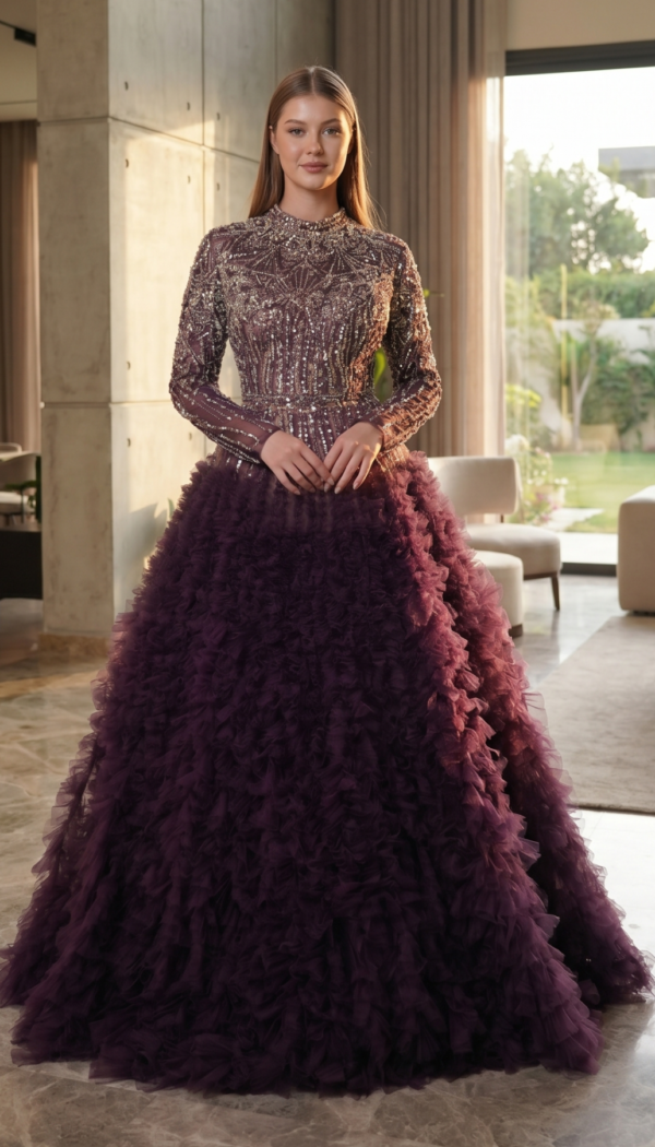 Plum Ruffle Ballgown