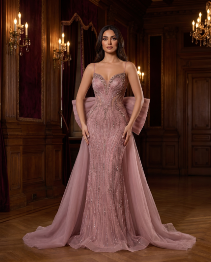 Rose Quartz Architectural Bow Gown