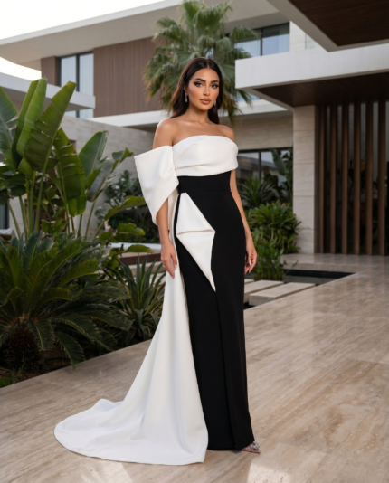 Monochrome Sculptural Bow Gown