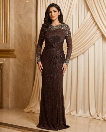 Espresso Crystal Cinch Gown