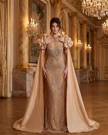 Royal Rosette Cape Gown