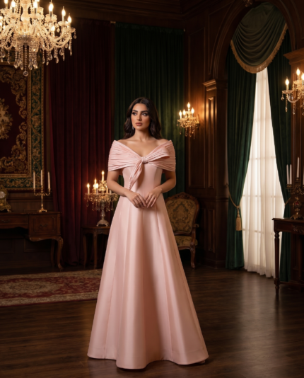 Blush Satin Bow Gown
